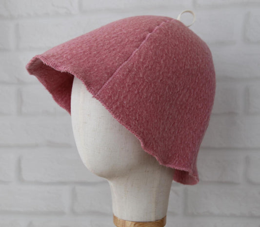 100% wool sauna hat thick, large hat for a bath,embrodiered organic sauna pink hat cool, handmade banya hat.