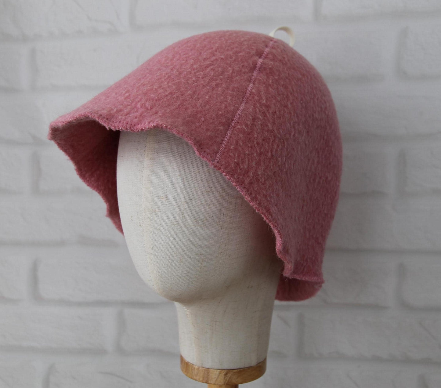 100% wool sauna hat thick, large hat for a bath,embrodiered organic sauna pink hat cool, handmade banya hat.
