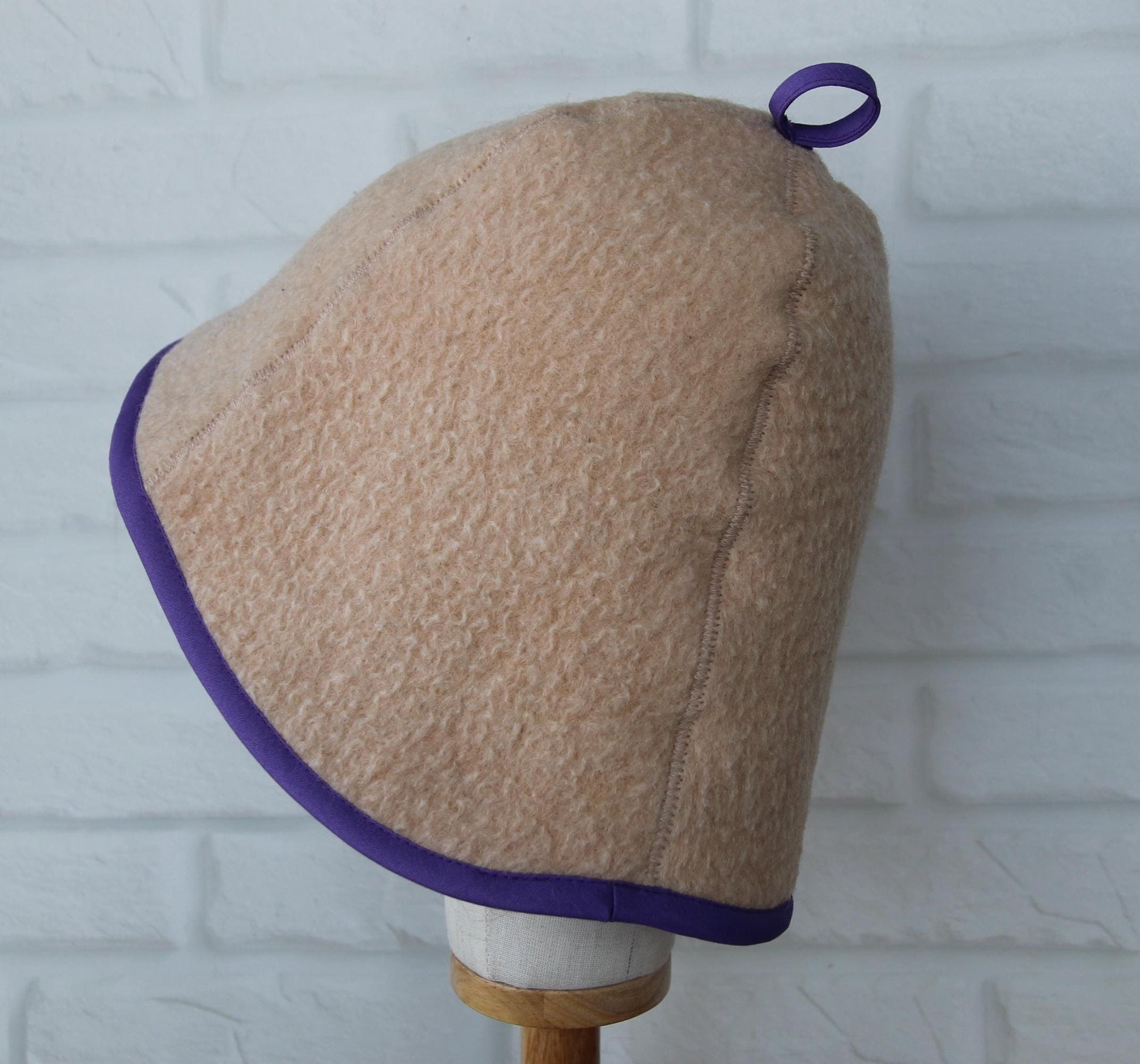 100% wool sauna hat thick, large hat for a bath,embrodiered organic sauna beige hat cool, handmade banya hat.