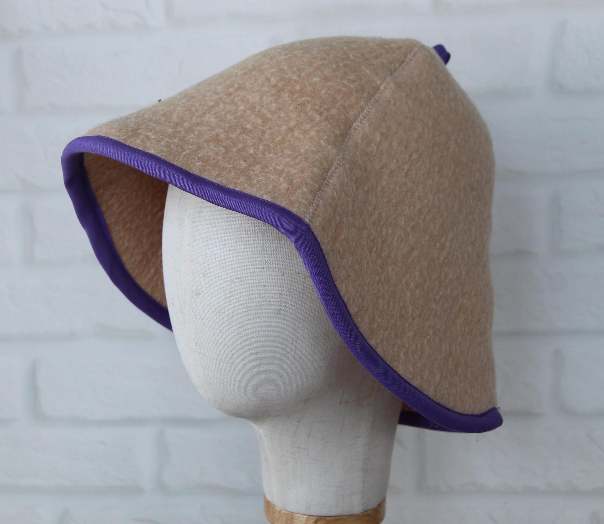 100% wool sauna hat thick, large hat for a bath,embrodiered organic sauna beige hat cool, handmade banya hat.