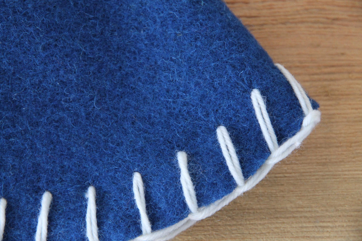 Wool Sauna Hat for Bath, Handmade blue Banya Hat.