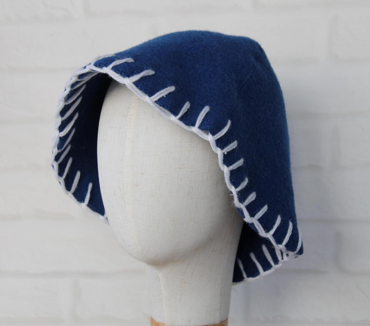 Wool Sauna Hat for Bath, Handmade blue Banya Hat.