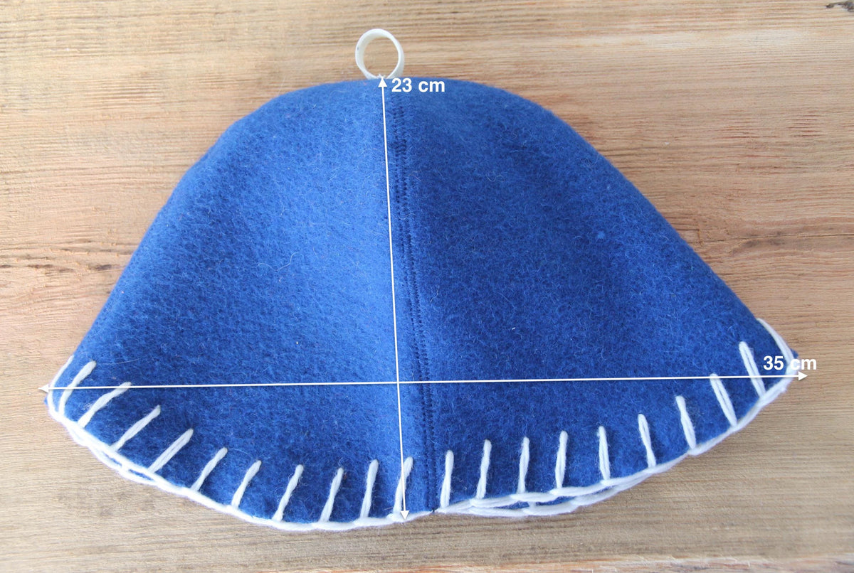 Wool Sauna Hat for Bath, Handmade blue Banya Hat.
