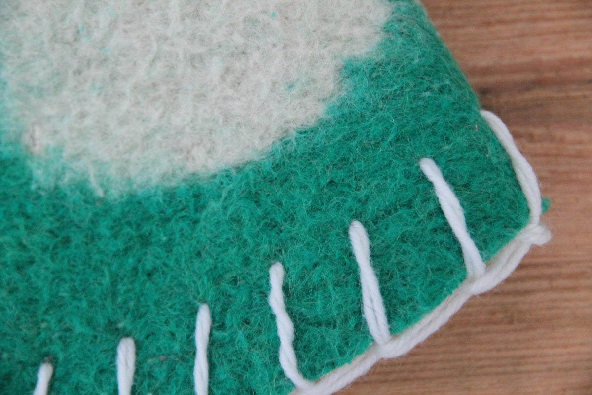 Wool Sauna Hat for Bath, Handmade green Banya Hat.