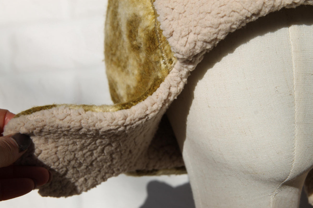 Men’s Ushanka Hat Handmade from Vintage Wool Blanket, Warm Winter Trapper Hat, Upcycled Wool Fur Hat