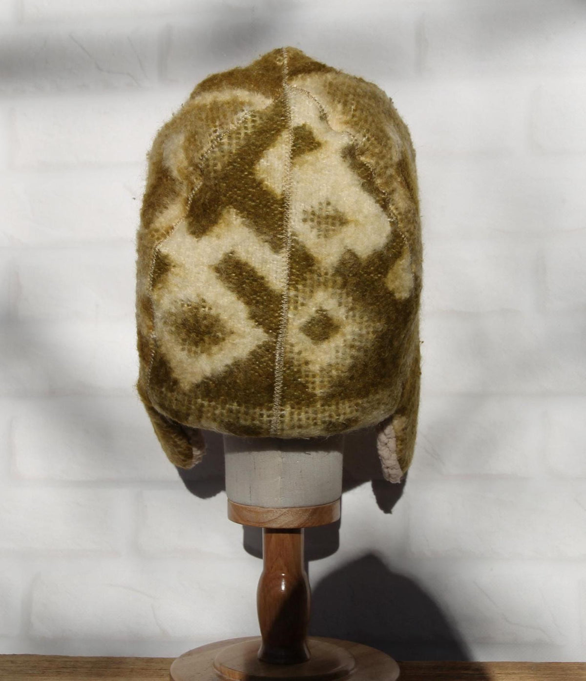 Men’s Ushanka Hat Handmade from Vintage Wool Blanket, Warm Winter Trapper Hat, Upcycled Wool Fur Hat