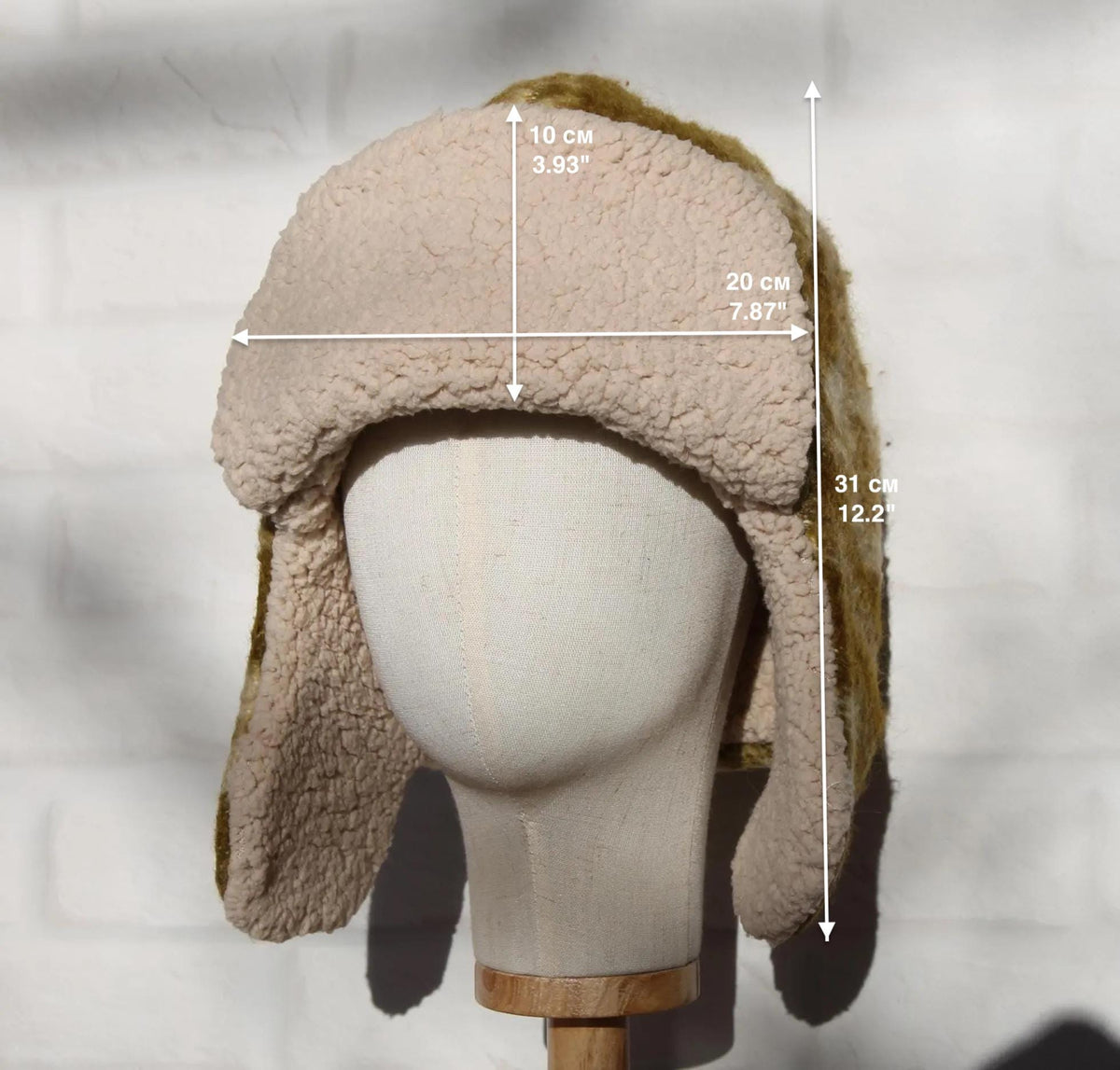Men’s Ushanka Hat Handmade from Vintage Wool Blanket, Warm Winter Trapper Hat, Upcycled Wool Fur Hat