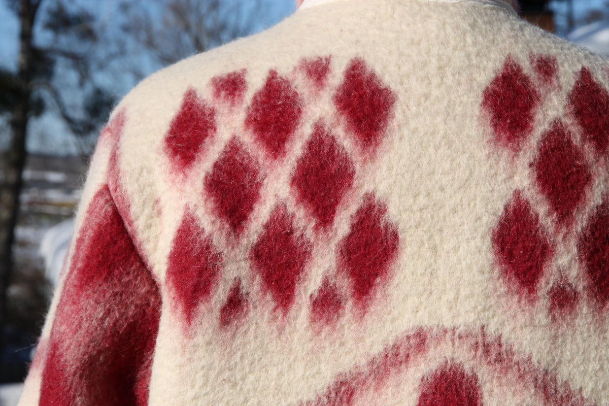 Handmade Wool Blanket Jacket M–L, Upcycled Vintage Blanket Coat, Warm Lined Winter Jacket, Ethnic Folk Style