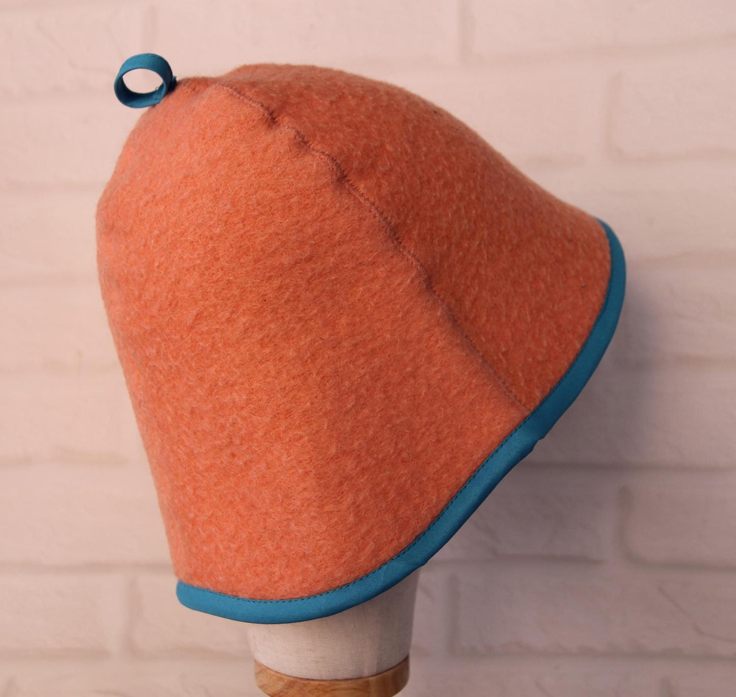 100% wool sauna hat thick, large hat for a bath,embrodiered organic sauna pink hat cool, handmade banya hat.