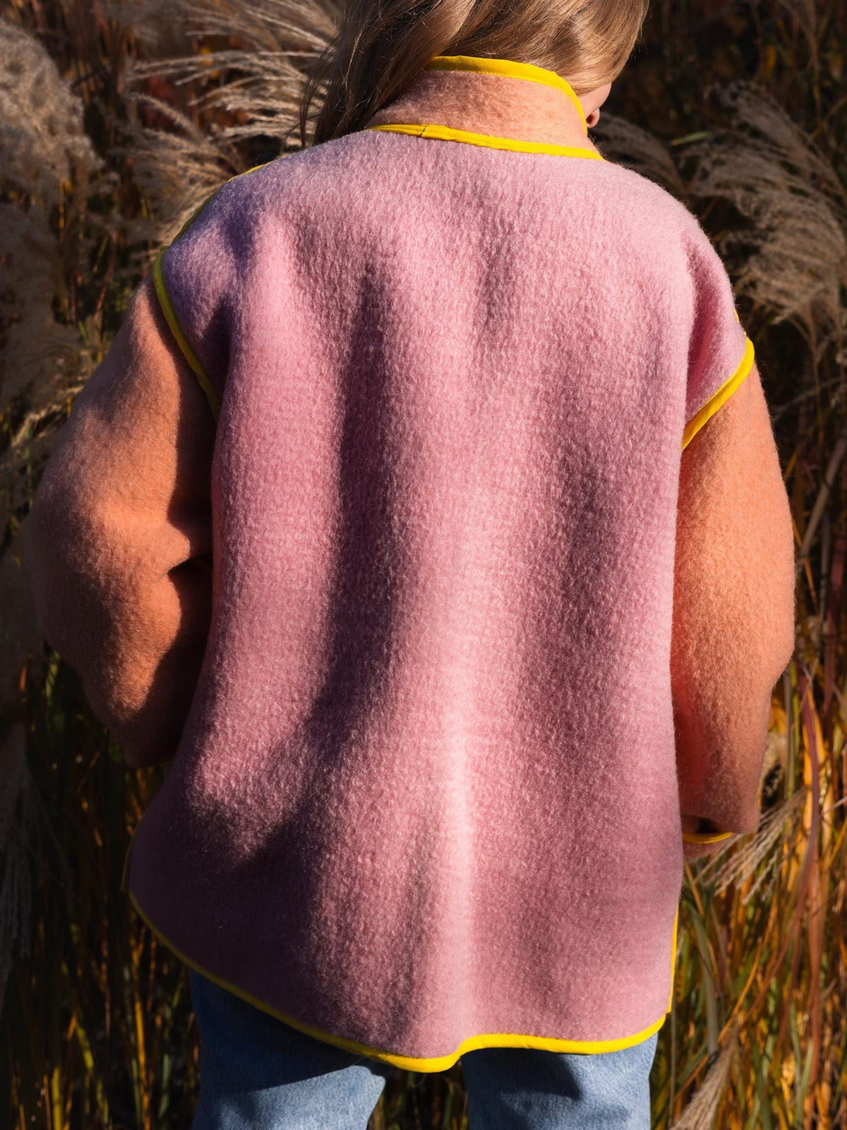 Upcycled Vintage Blanket Jacket Handmade size L XL – Wool Coat from Two Blankets, Warm Fall Winter Jacket