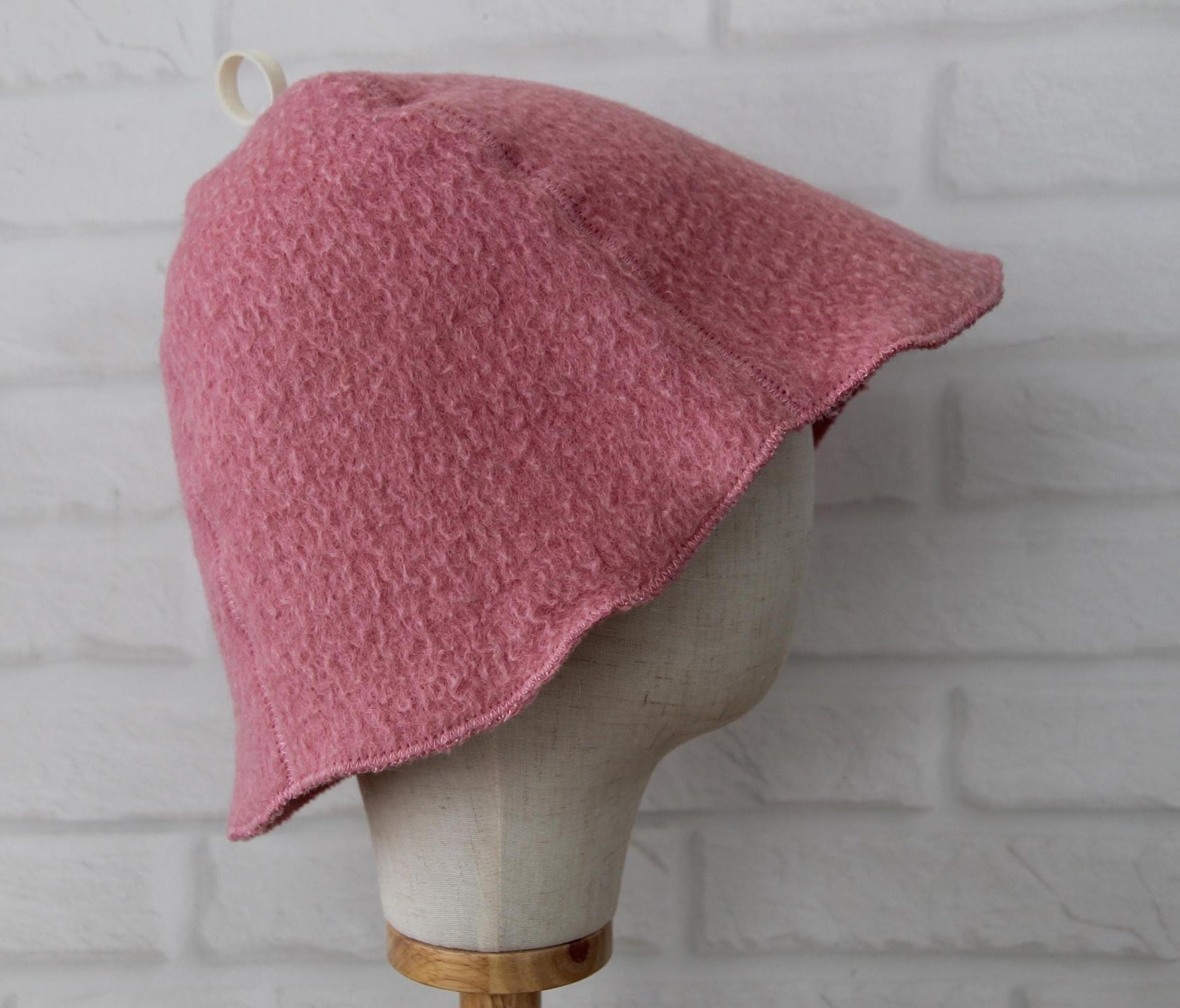 100% wool sauna hat thick, large hat for a bath,embrodiered organic sauna pink hat cool, handmade banya hat.