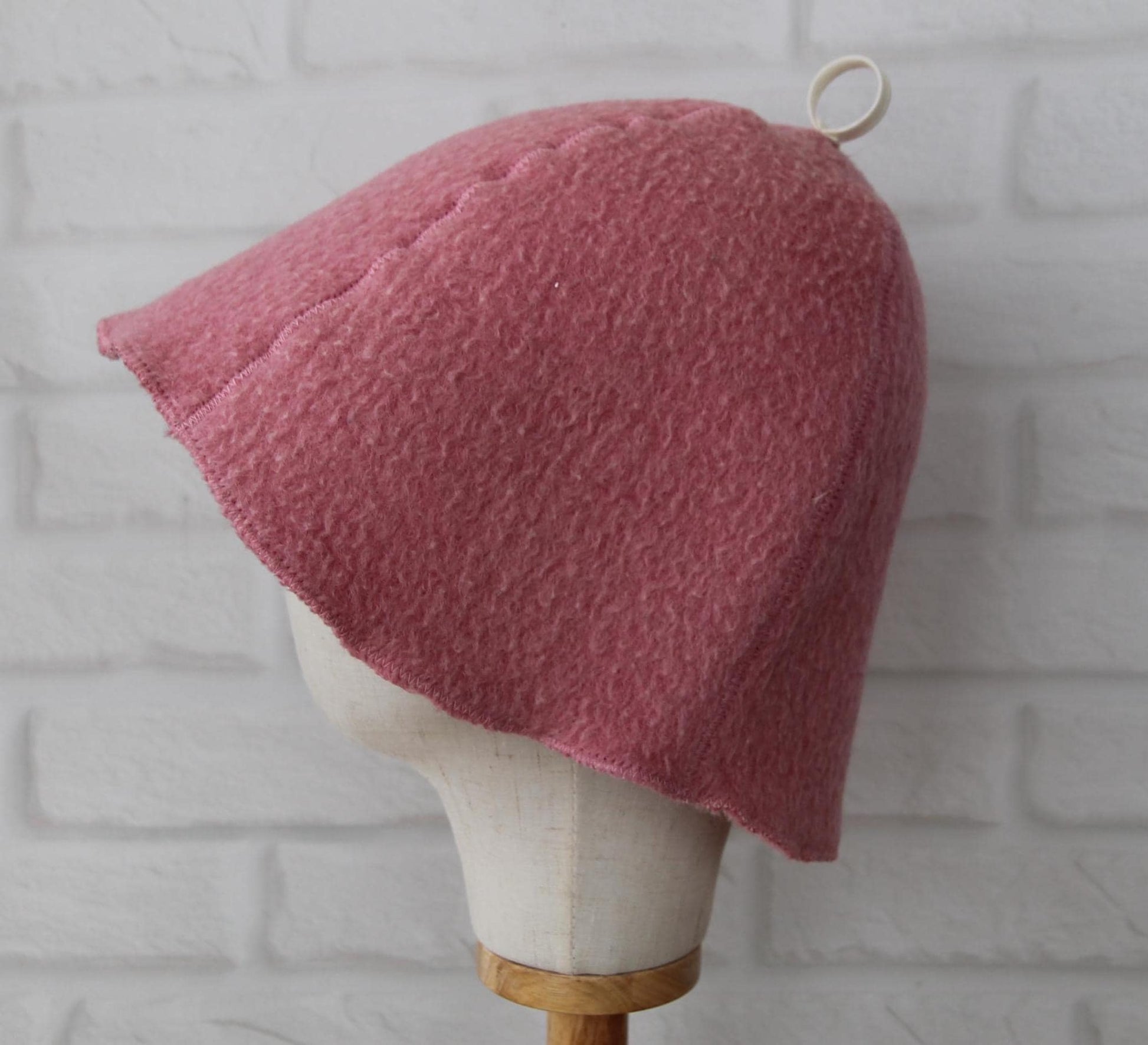 100% wool sauna hat thick, large hat for a bath,embrodiered organic sauna pink hat cool, handmade banya hat.
