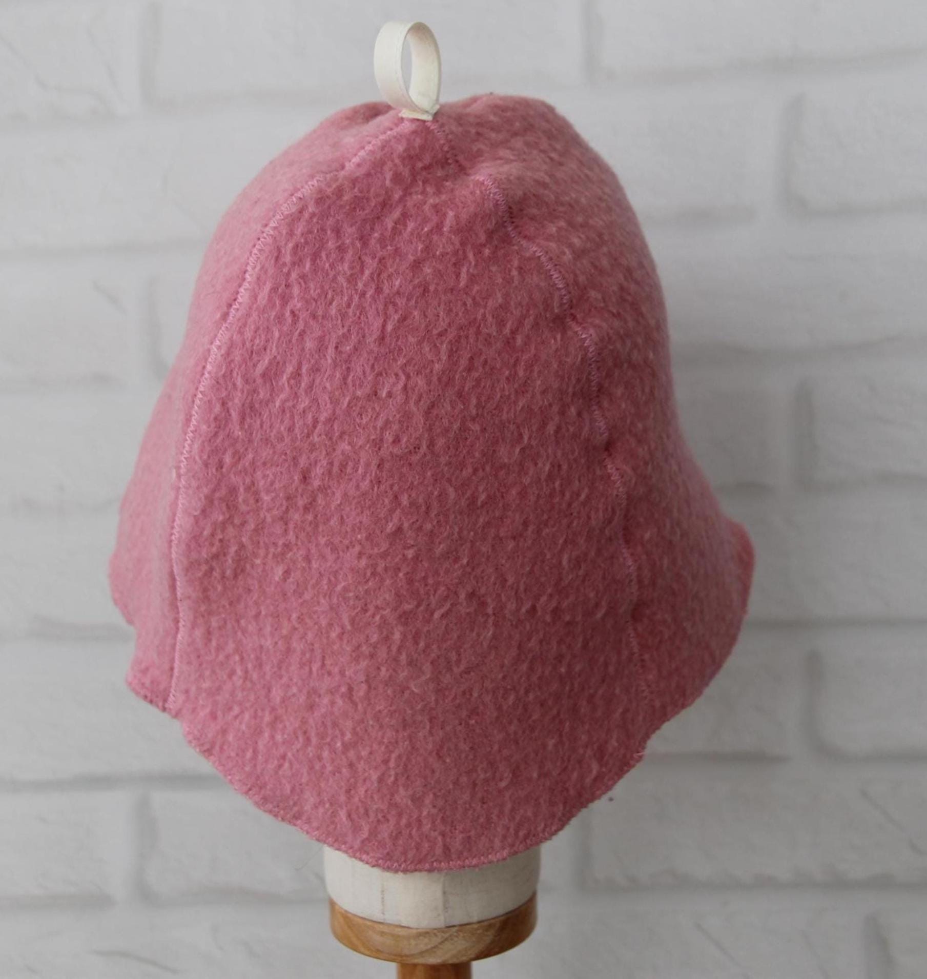 100% wool sauna hat thick, large hat for a bath,embrodiered organic sauna pink hat cool, handmade banya hat.