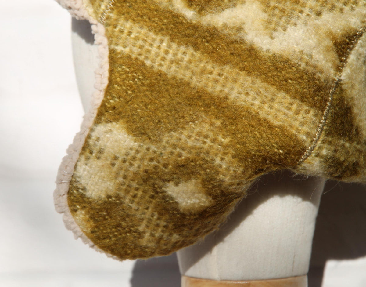 Men’s Ushanka Hat Handmade from Vintage Wool Blanket, Warm Winter Trapper Hat, Upcycled Wool Fur Hat