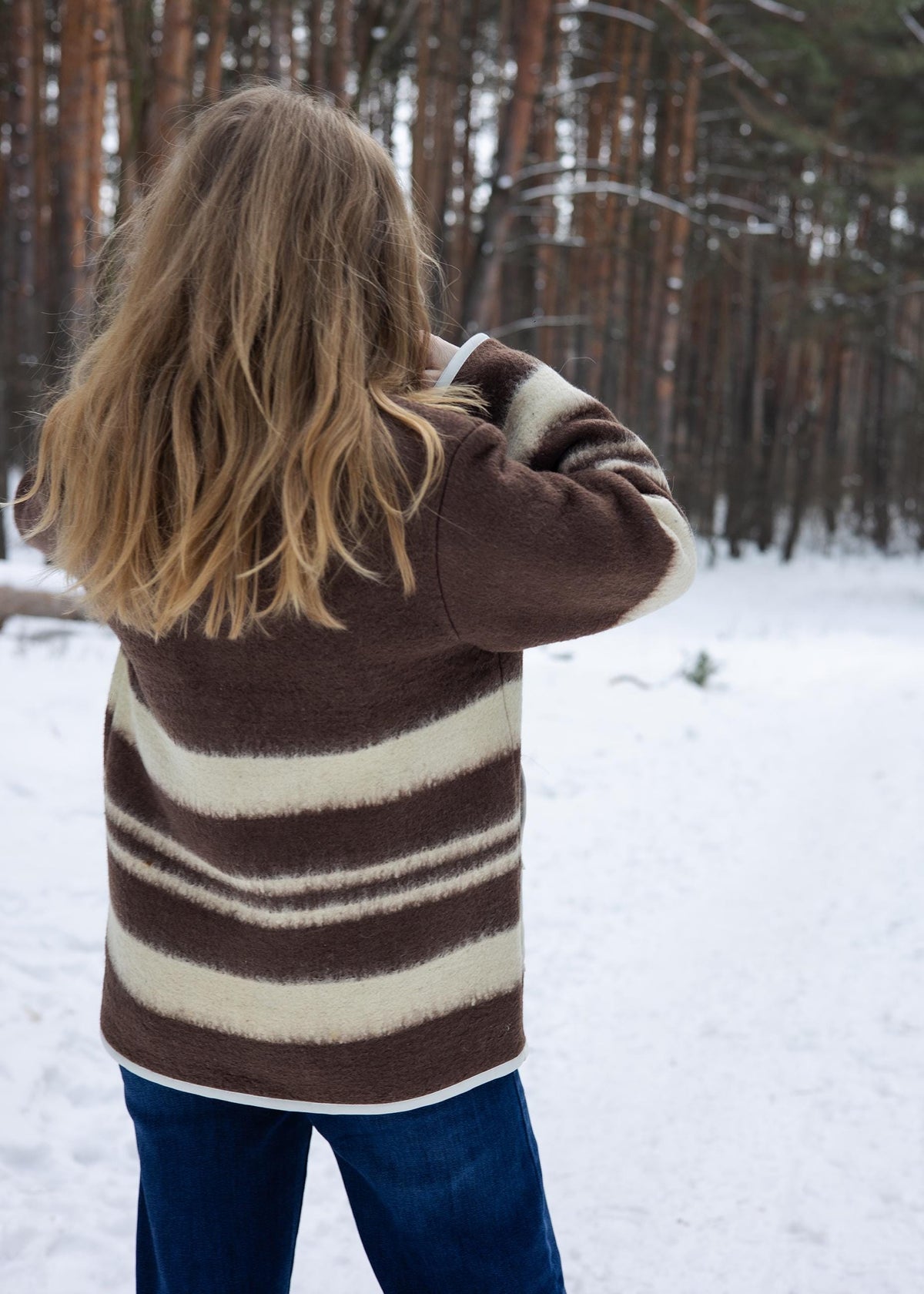 Upcycled Wool Blanket Coat size M, Handmade Boho Winter Jacket, Sustainable Recycled Outerwear