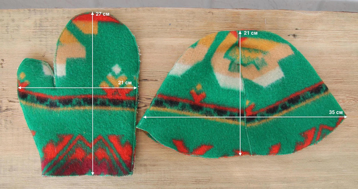 Wool sauna hat thick and mitten, green hat for a bath, organic sauna hat, sauna hat cool, handmade sauna hat vegan,banya, sauna accessories