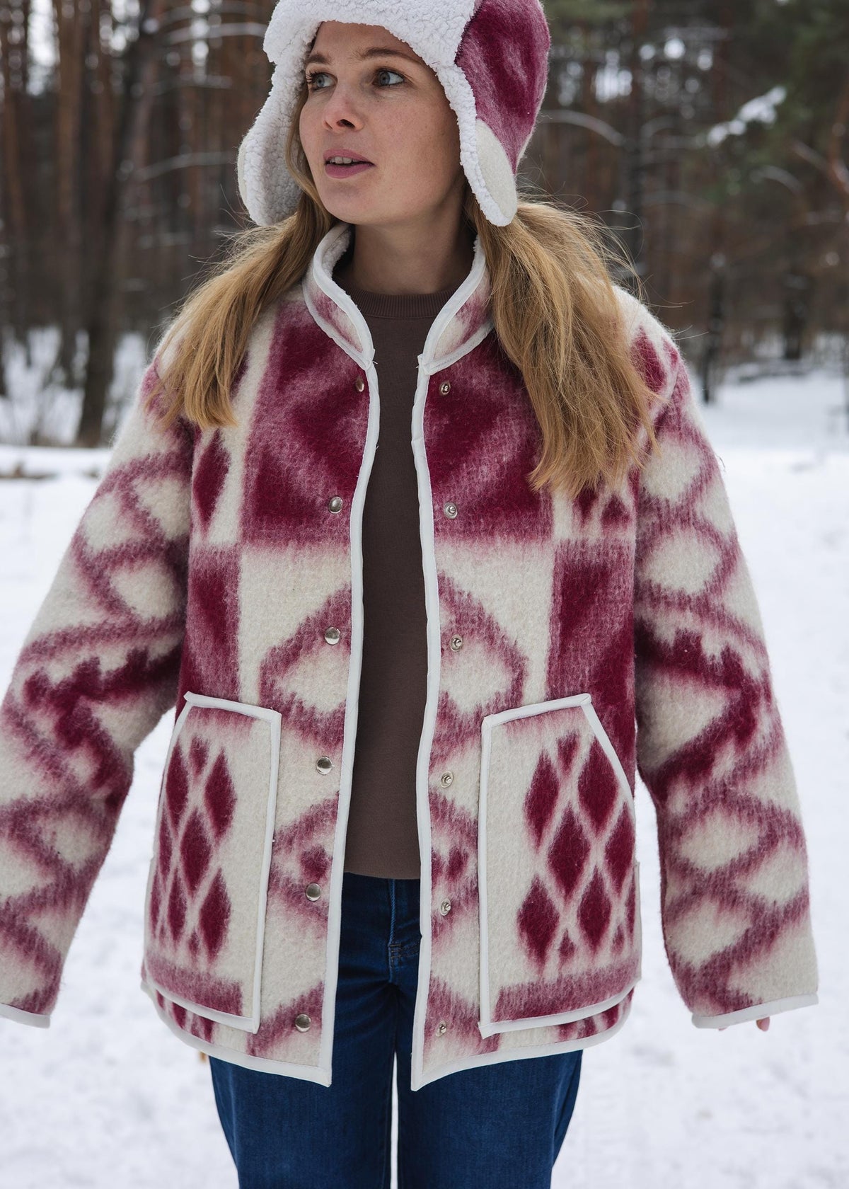 Unique One-of-a-Kind M Blanket Jacket & Hat Set - Cozy Warm