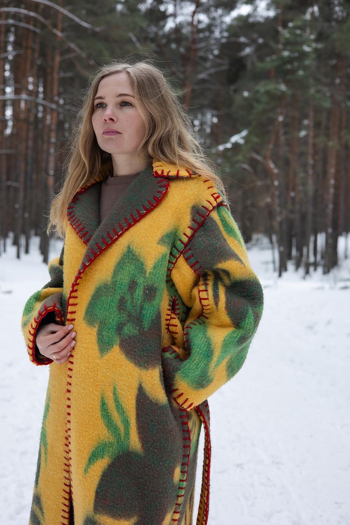 One-of-a-Kind Upcycled Wool Blanket Coat – Handcrafted Oversized Cardigan