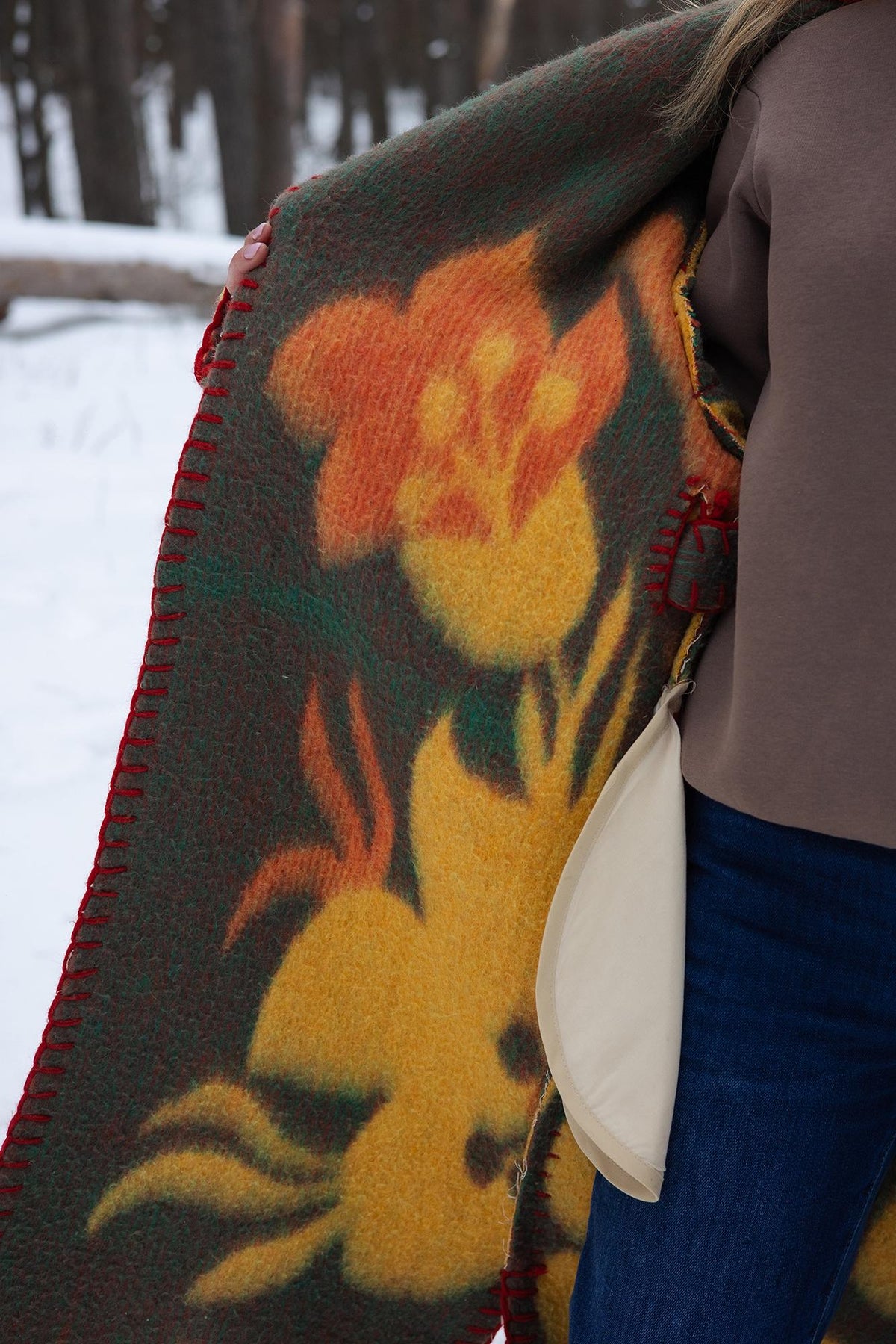 One-of-a-Kind Upcycled Wool Blanket Coat – Handcrafted Oversized Cardigan