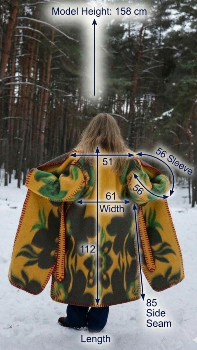 One-of-a-Kind Upcycled Wool Blanket Coat – Handcrafted Oversized Cardigan