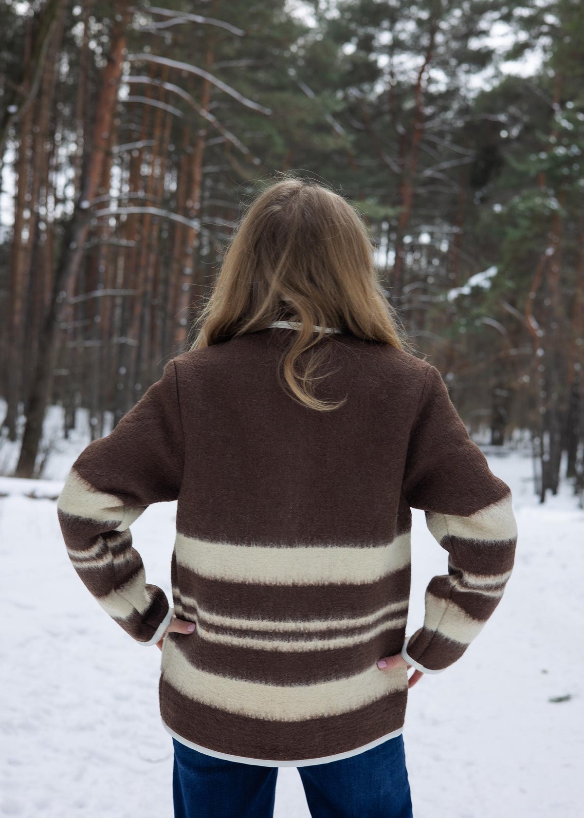 Upcycled Wool Blanket Coat size M, Handmade Boho Winter Jacket, Sustainable Recycled Outerwear
