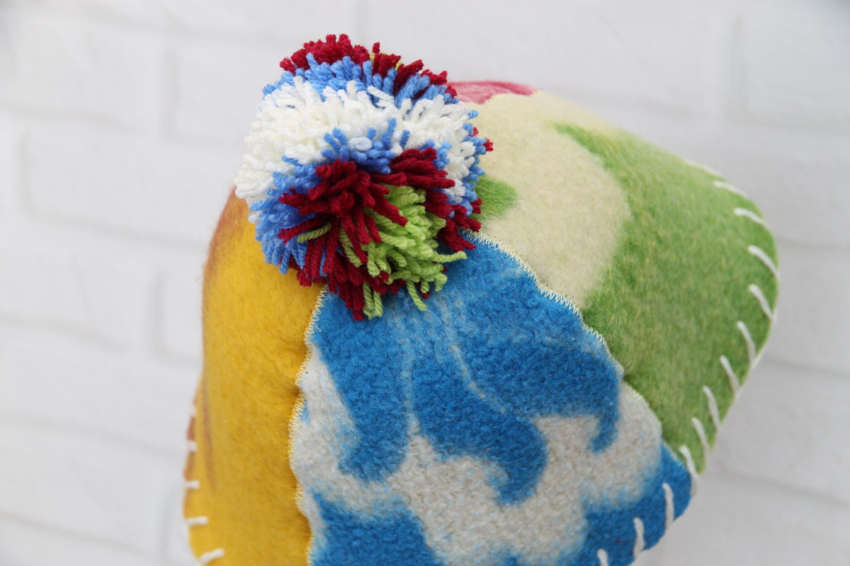 Eco-Friendly Upcycled Wool Sauna Hat 4-Panel Patchwork Design