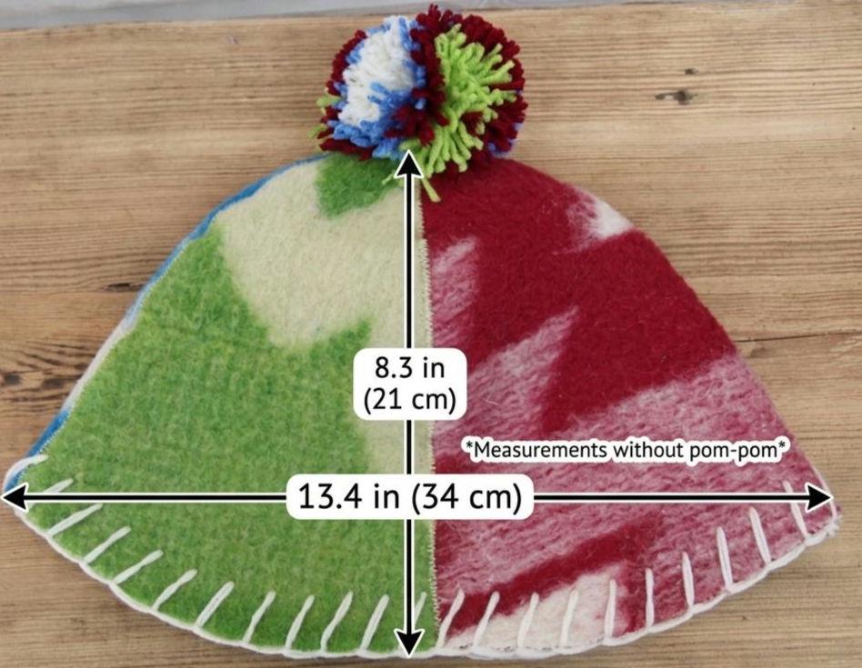 Eco-Friendly Upcycled Wool Sauna Hat 4-Panel Patchwork Design