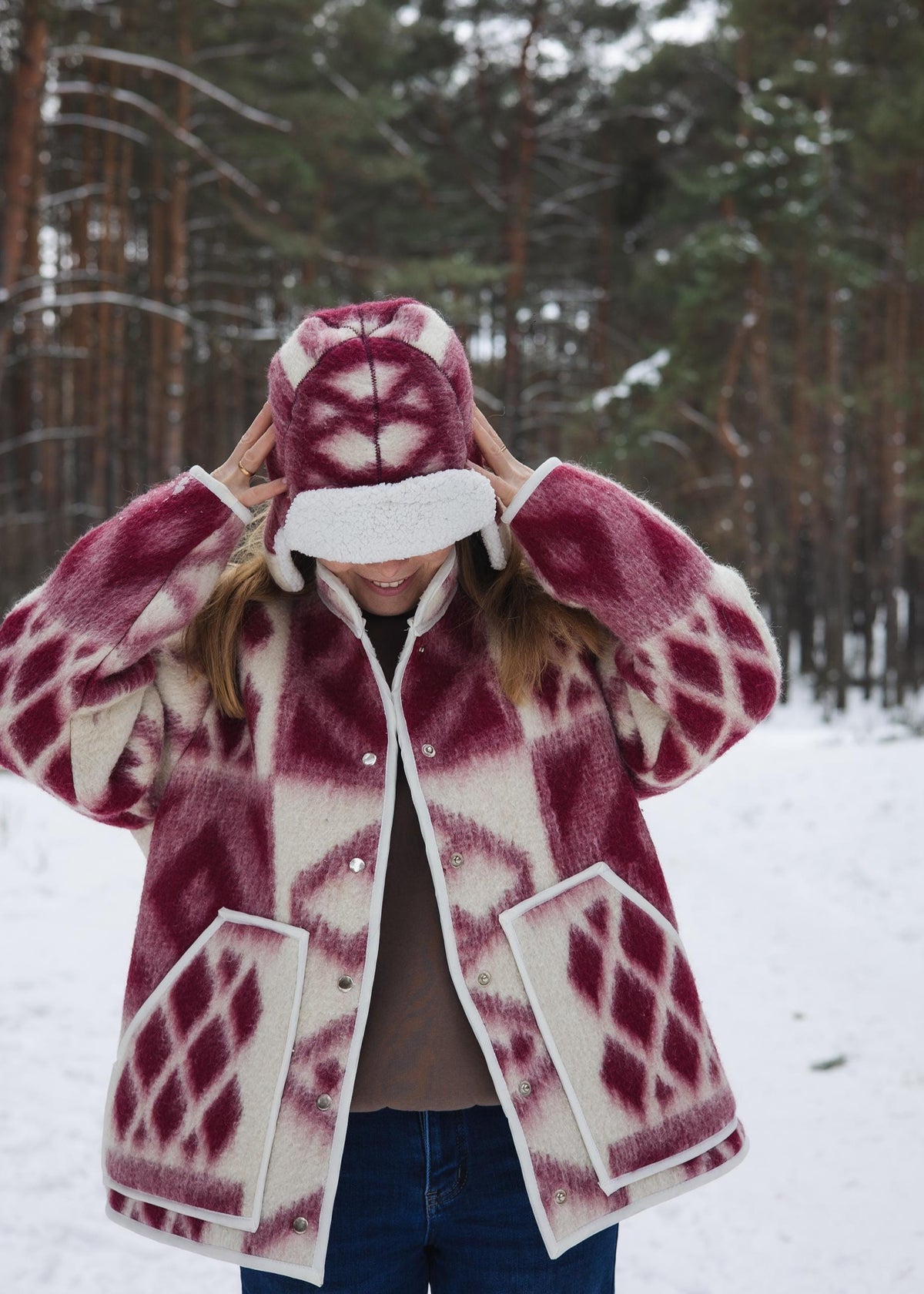 Unique One-of-a-Kind M Blanket Jacket & Hat Set - Cozy Warm