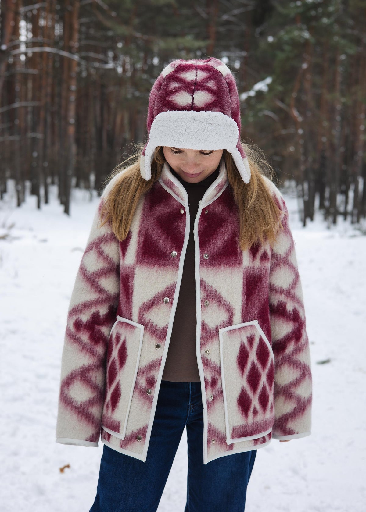 Unique One-of-a-Kind M Blanket Jacket & Hat Set - Cozy Warm