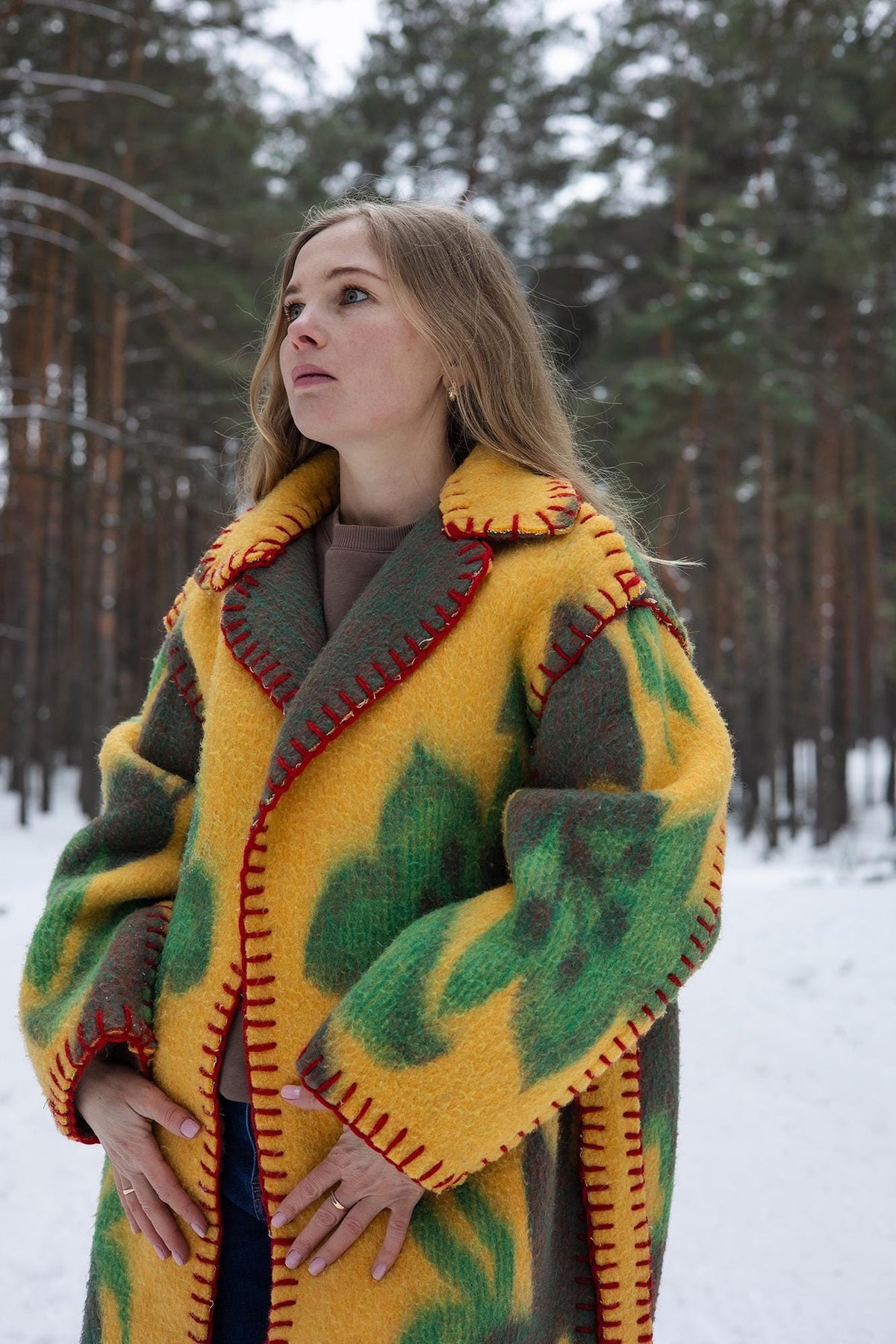 One-of-a-Kind Upcycled Wool Blanket Coat – Handcrafted Oversized Cardigan