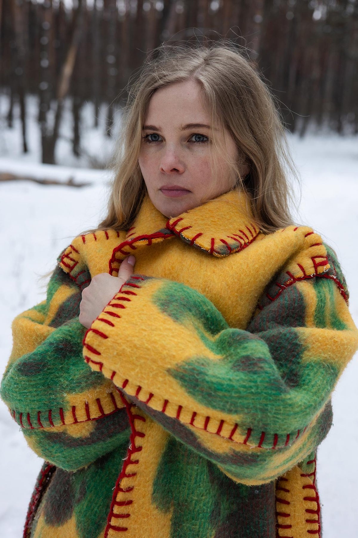 One-of-a-Kind Upcycled Wool Blanket Coat – Handcrafted Oversized Cardigan