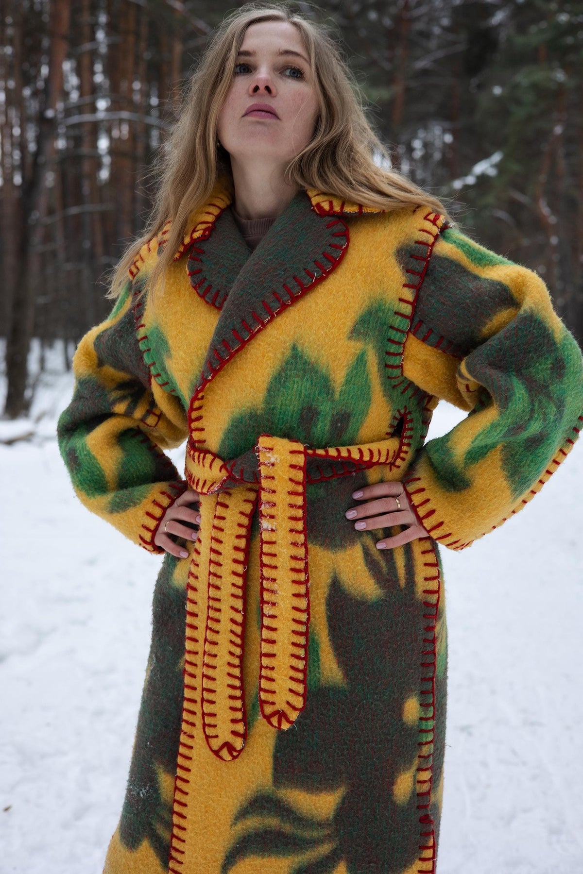 One-of-a-Kind Upcycled Wool Blanket Coat – Handcrafted Oversized Cardigan