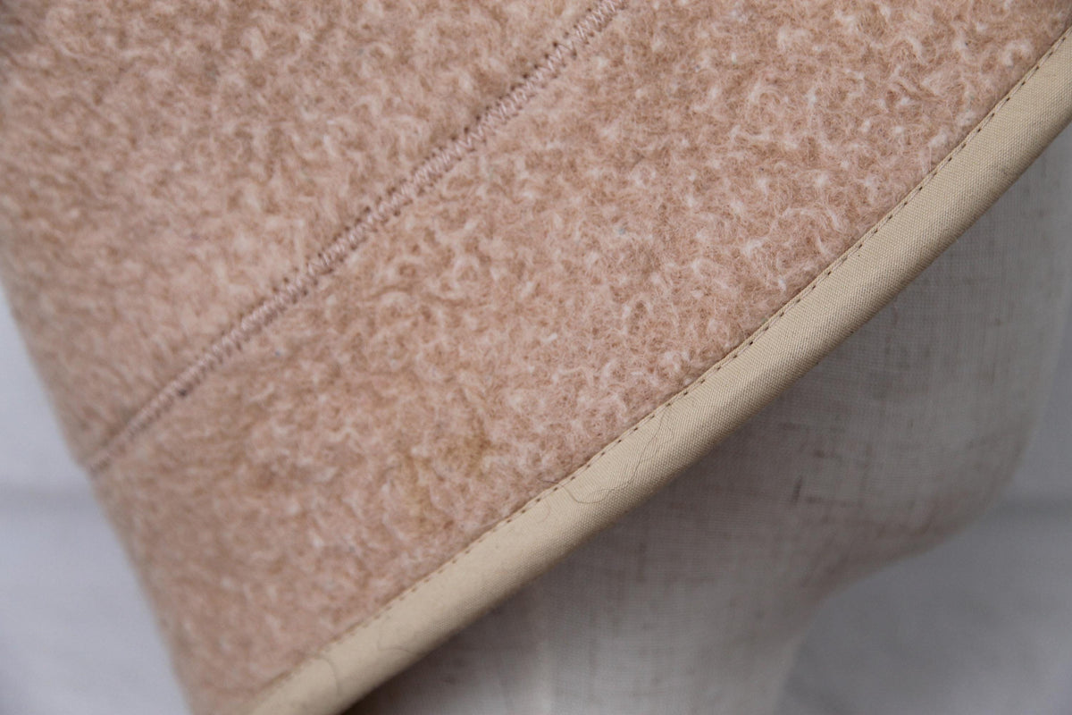 Beige Wool Sauna Hat – Bucket Style Heat Protection for Spa Wellness