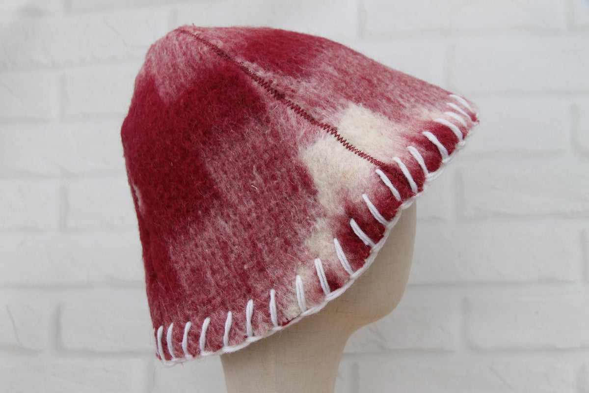 Upcycled Wool Felt Sauna Hat & Mitten Set | Tie Dye Banya Gear