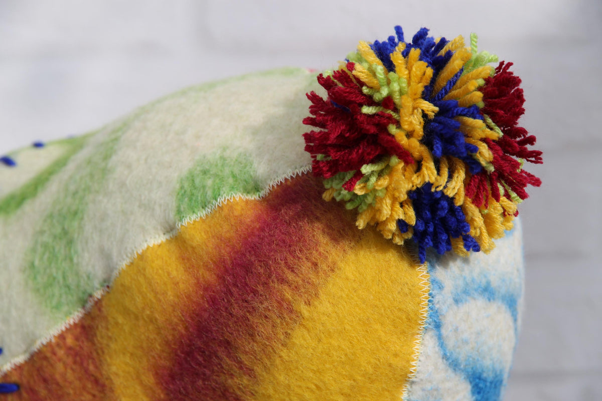 Eco-Friendly Upcycled Wool Sauna Hat 4-Panel Patchwork Design