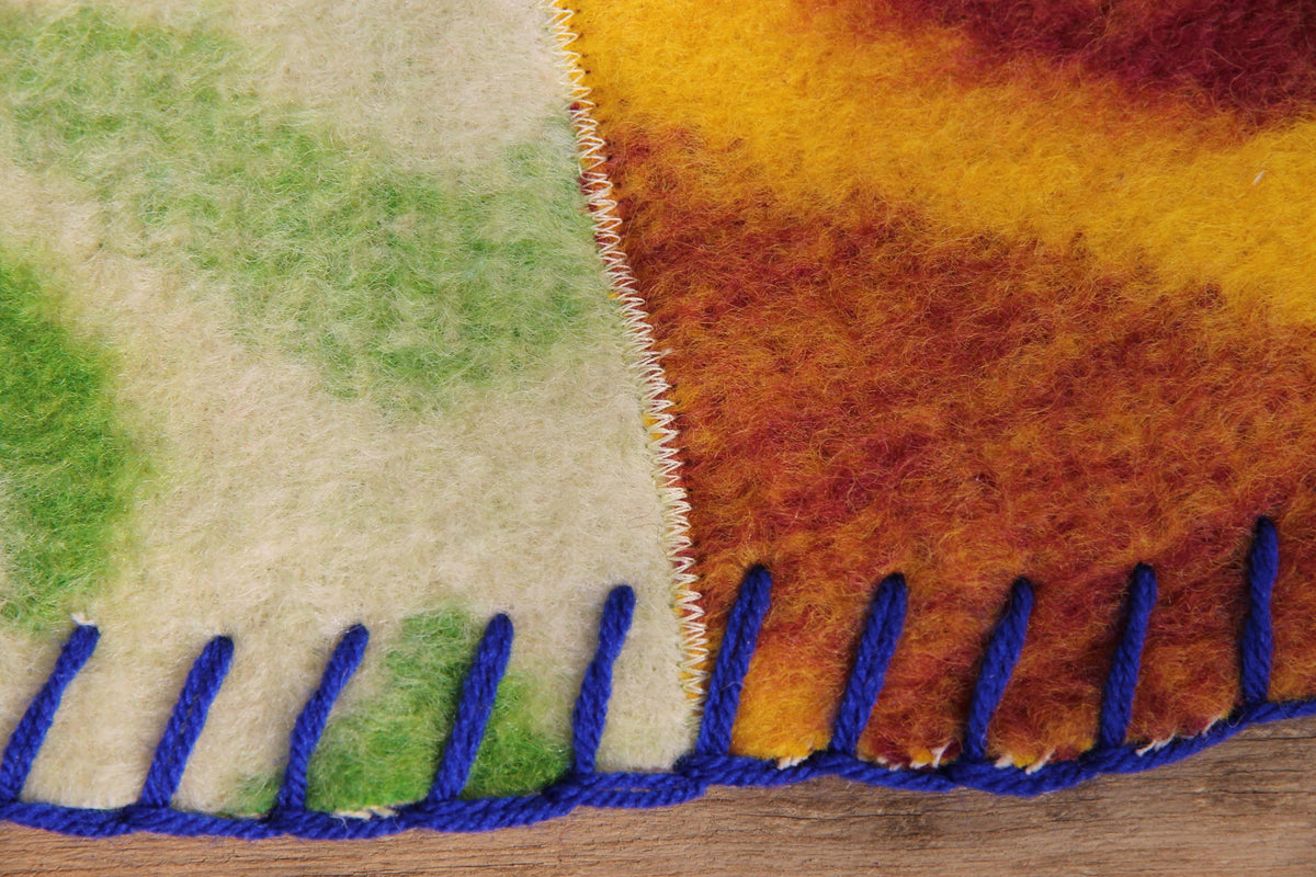 Eco-Friendly Upcycled Wool Sauna Hat 4-Panel Patchwork Design