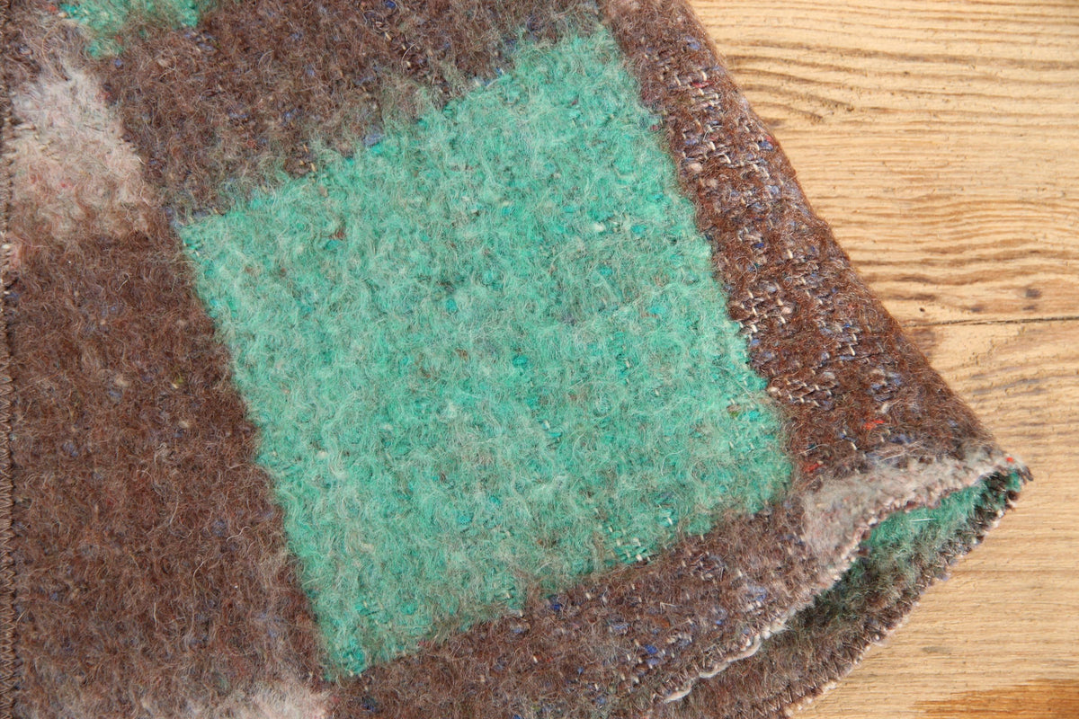 Eco-Friendly Upcycled Wool Sauna Hat, Handcrafted from Vintage Plaid Blanket, One-of-a-Kind, Gray and Green