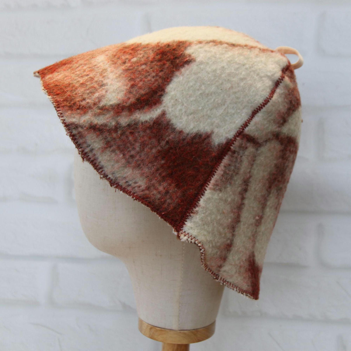 Upcycled Wool Sauna Hat – Traditional Banya Cap, Reclaimed Blanket Spa Accessory