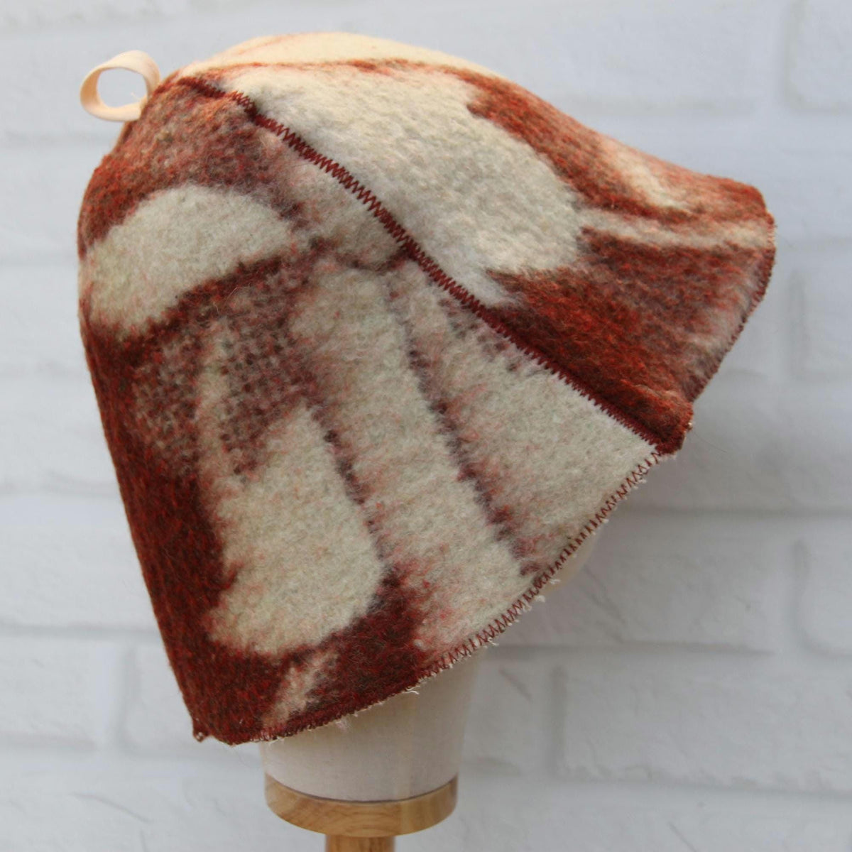 Upcycled Wool Sauna Hat – Traditional Banya Cap, Reclaimed Blanket Spa Accessory
