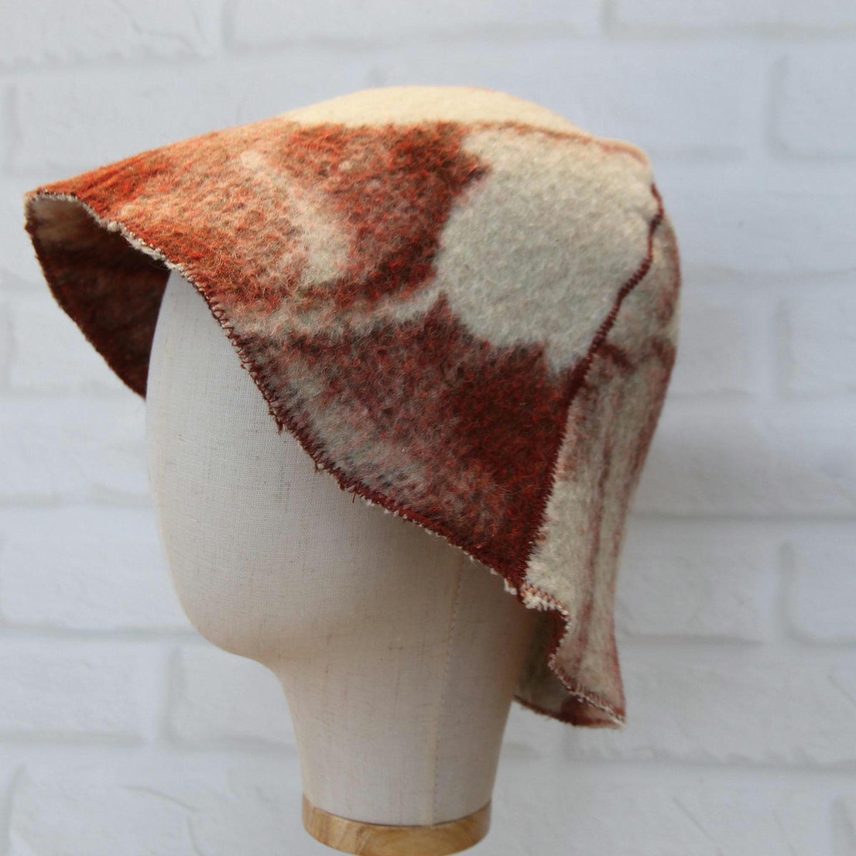 Upcycled Wool Sauna Hat – Traditional Banya Cap, Reclaimed Blanket Spa Accessory