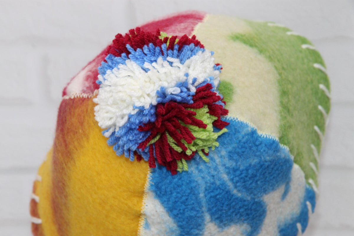 Eco-Friendly Upcycled Wool Sauna Hat 4-Panel Patchwork Design