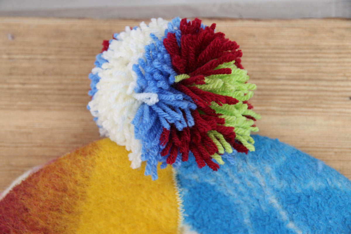 Eco-Friendly Upcycled Wool Sauna Hat 4-Panel Patchwork Design