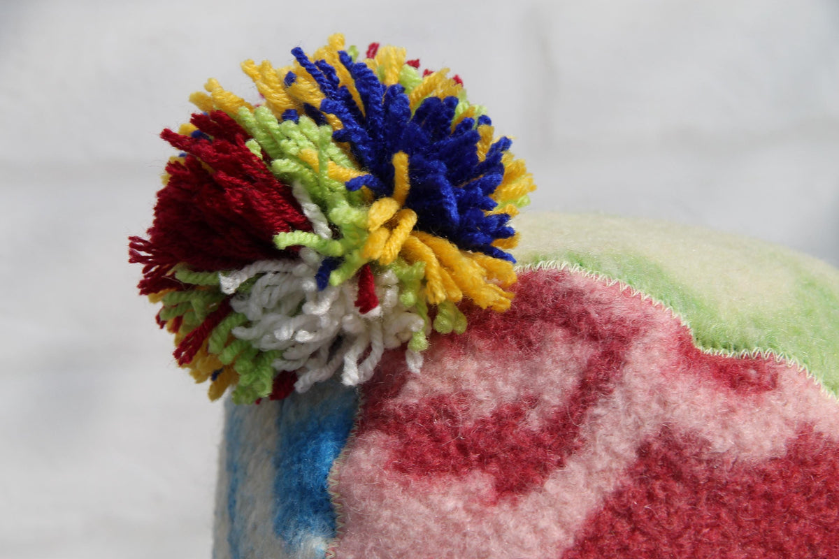 Eco-Friendly Upcycled Wool Sauna Hat 4-Panel Patchwork Design