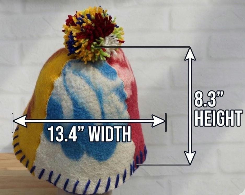 Eco-Friendly Upcycled Wool Sauna Hat 4-Panel Patchwork Design
