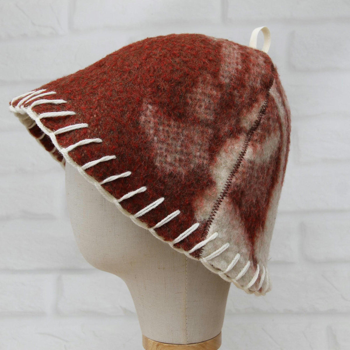 Upcycled Wool Sauna Hat, Vintage Blanket Banya Cap, Eco-Friendly Spa Accessory