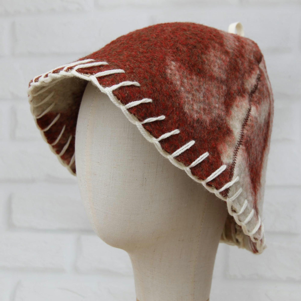 Upcycled Wool Sauna Hat, Vintage Blanket Banya Cap, Eco-Friendly Spa Accessory