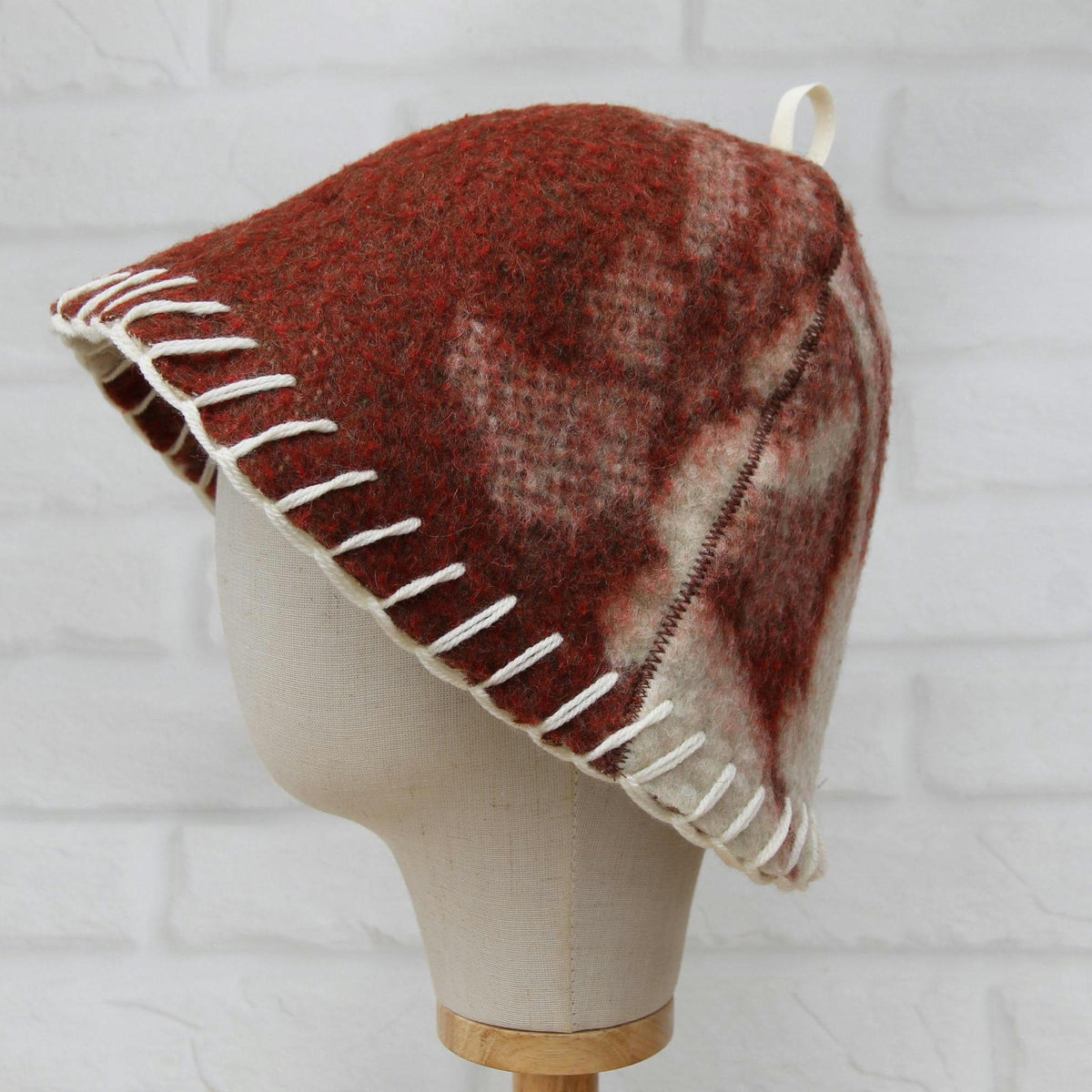 Upcycled Wool Sauna Hat, Vintage Blanket Banya Cap, Eco-Friendly Spa Accessory