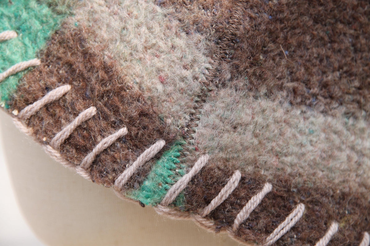 Upcycled Wool Sauna Hat , Eco-Friendly Bath House Cap , Gray and Green
