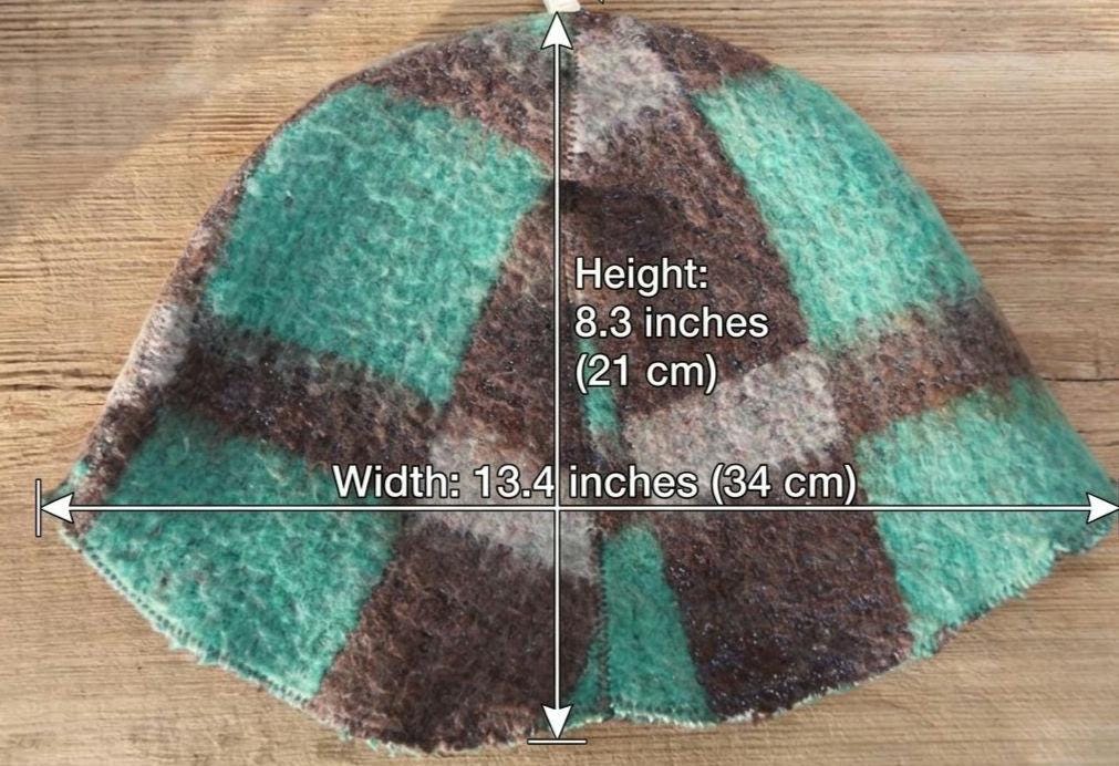 Eco-Friendly Wool Sauna Hat Upcycled Vintage Wool Blanket 13.5 x 8.5 in