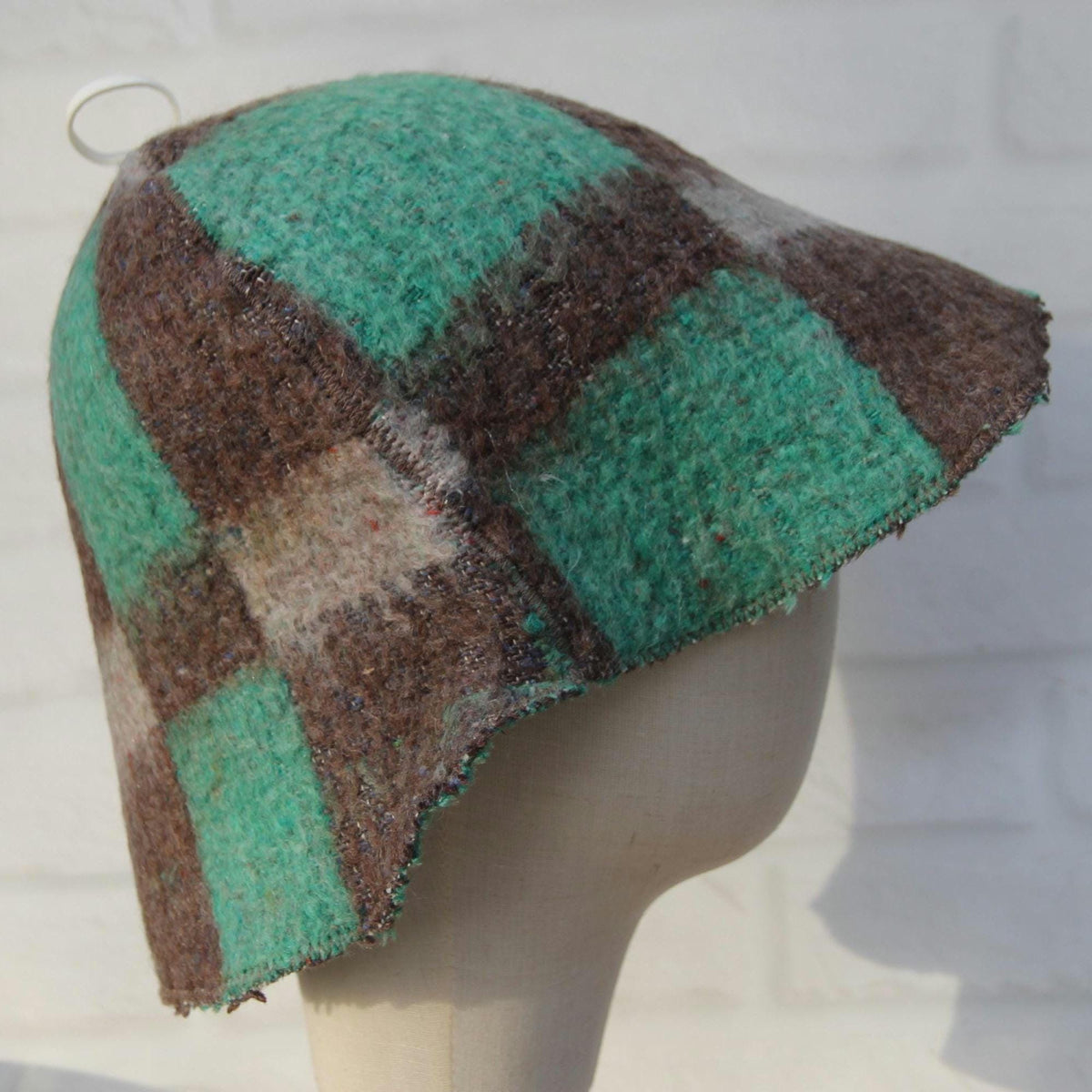 Eco-Friendly Wool Sauna Hat Upcycled Vintage Wool Blanket 13.5 x 8.5 in